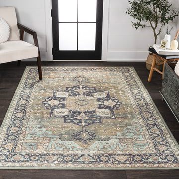 Maris Ornate Medallion Washable Area Rug
